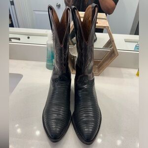 Lucchese Black Cherry Lizard Skin Western Cowboy Boots 12D   L606124